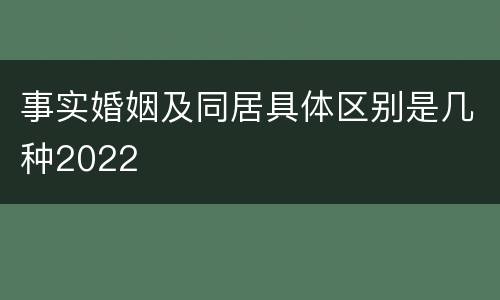 事实婚姻及同居具体区别是几种2022