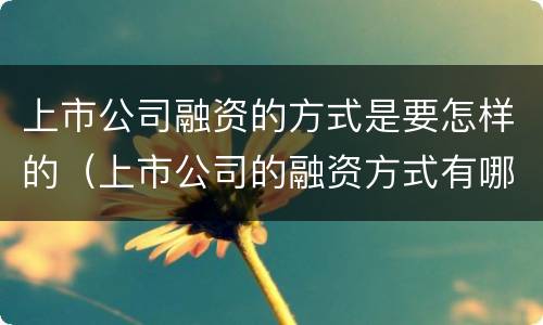 上市公司融资的方式是要怎样的（上市公司的融资方式有哪些）