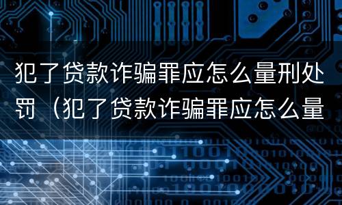 犯了贷款诈骗罪应怎么量刑处罚（犯了贷款诈骗罪应怎么量刑处罚多少钱）
