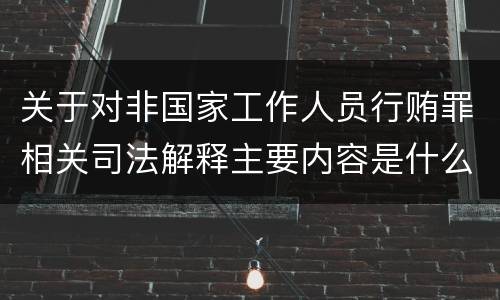 关于对非国家工作人员行贿罪相关司法解释主要内容是什么