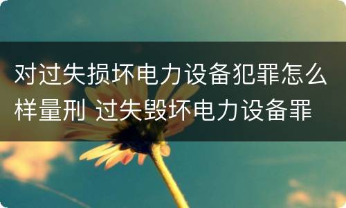 对过失损坏电力设备犯罪怎么样量刑 过失毁坏电力设备罪