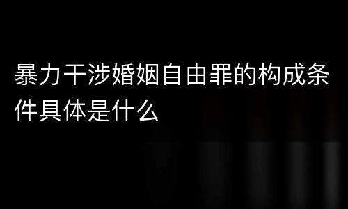 暴力干涉婚姻自由罪的构成条件具体是什么