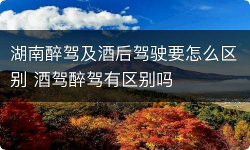 湖南醉驾及酒后驾驶要怎么区别 酒驾醉驾有区别吗