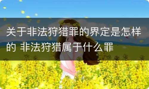 关于非法狩猎罪的界定是怎样的 非法狩猎属于什么罪