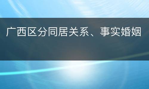 广西区分同居关系、事实婚姻