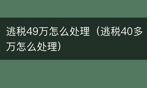 逃税49万怎么处理（逃税40多万怎么处理）