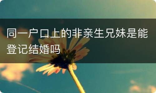 同一户口上的非亲生兄妹是能登记结婚吗