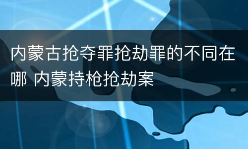 内蒙古抢夺罪抢劫罪的不同在哪 内蒙持枪抢劫案