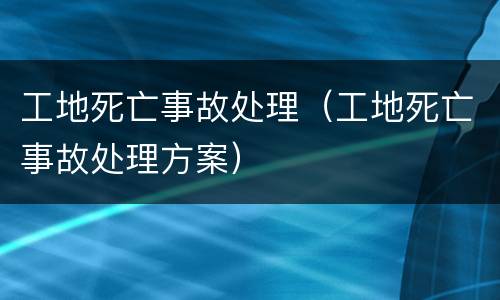 工地死亡事故处理（工地死亡事故处理方案）