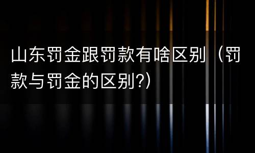 山东罚金跟罚款有啥区别（罚款与罚金的区别?）