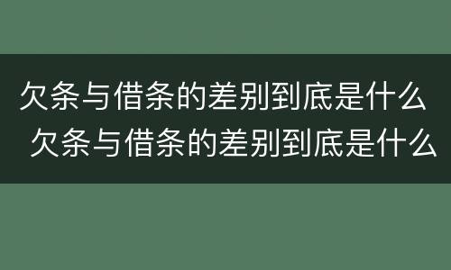 欠条与借条的差别到底是什么 欠条与借条的差别到底是什么样的