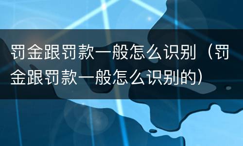 罚金跟罚款一般怎么识别（罚金跟罚款一般怎么识别的）