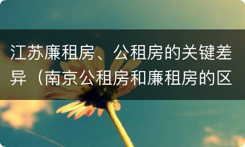 江苏廉租房、公租房的关键差异（南京公租房和廉租房的区别）
