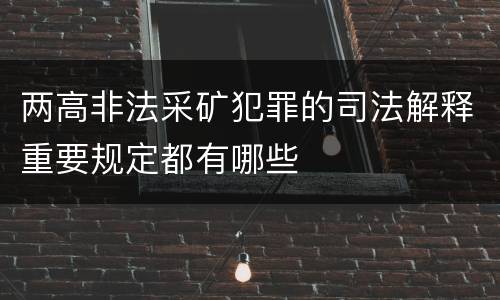 两高非法采矿犯罪的司法解释重要规定都有哪些