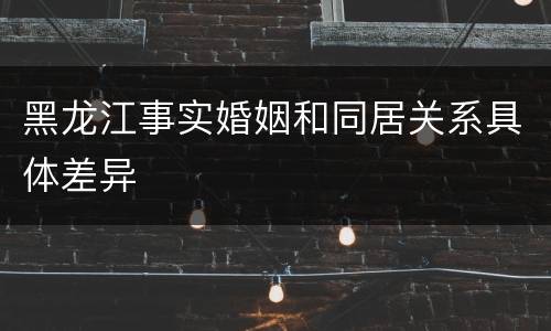 黑龙江事实婚姻和同居关系具体差异