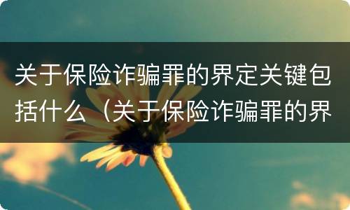 关于保险诈骗罪的界定关键包括什么（关于保险诈骗罪的界定关键包括什么）