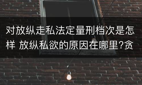 对放纵走私法定量刑档次是怎样 放纵私欲的原因在哪里?贪行种种污秽是指什么?