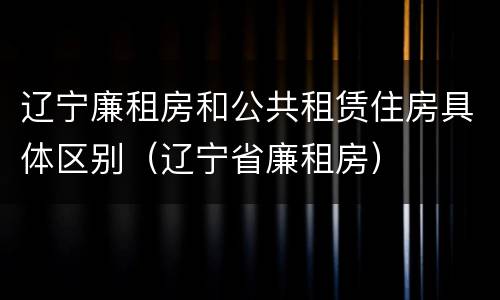 辽宁廉租房和公共租赁住房具体区别（辽宁省廉租房）