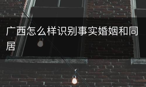广西怎么样识别事实婚姻和同居