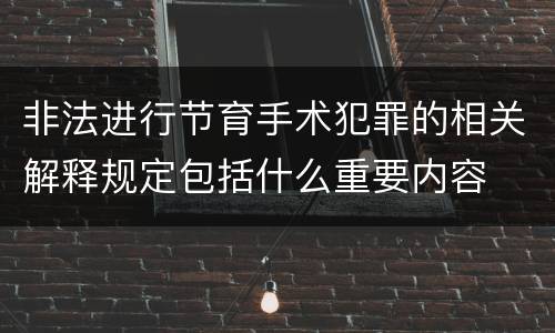 非法进行节育手术犯罪的相关解释规定包括什么重要内容