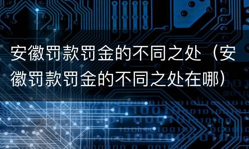 安徽罚款罚金的不同之处（安徽罚款罚金的不同之处在哪）