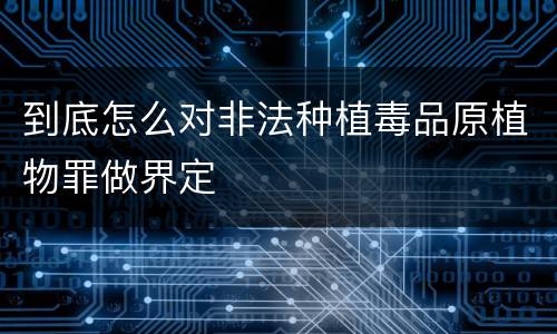 到底怎么对非法种植毒品原植物罪做界定