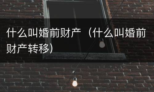 什么叫婚前财产（什么叫婚前财产转移）
