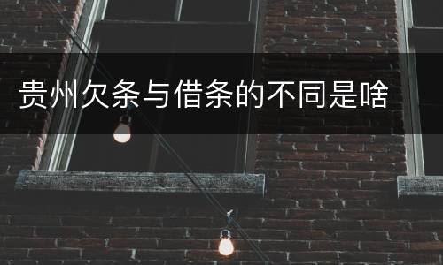 贵州欠条与借条的不同是啥