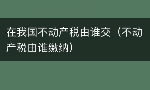 在我国不动产税由谁交（不动产税由谁缴纳）