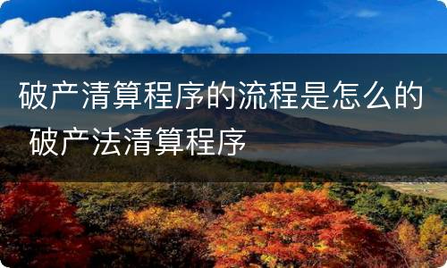 破产清算程序的流程是怎么的 破产法清算程序
