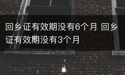 回乡证有效期没有6个月 回乡证有效期没有3个月