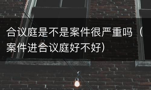 合议庭是不是案件很严重吗（案件进合议庭好不好）