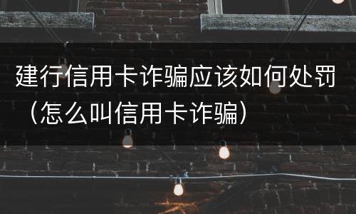 建行信用卡诈骗应该如何处罚（怎么叫信用卡诈骗）