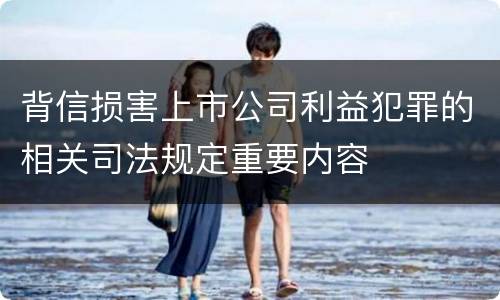 背信损害上市公司利益犯罪的相关司法规定重要内容