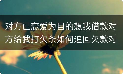 对方已恋爱为目的想我借款对方给我打欠条如何追回欠款对方因信用卡透支被法院判决