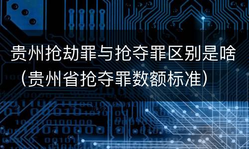 贵州抢劫罪与抢夺罪区别是啥（贵州省抢夺罪数额标准）