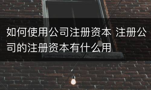 如何使用公司注册资本 注册公司的注册资本有什么用