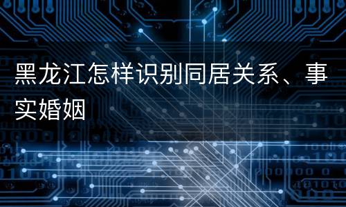 黑龙江怎样识别同居关系、事实婚姻