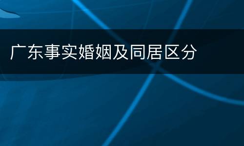 广东事实婚姻及同居区分