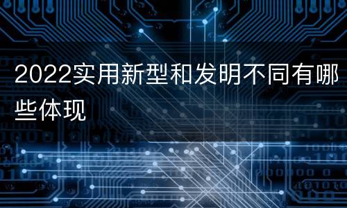 2022实用新型和发明不同有哪些体现