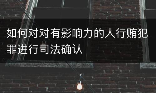 如何对对有影响力的人行贿犯罪进行司法确认