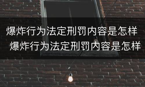 爆炸行为法定刑罚内容是怎样 爆炸行为法定刑罚内容是怎样产生的