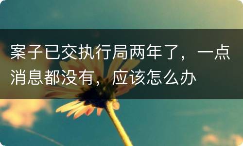 案子已交执行局两年了，一点消息都没有，应该怎么办