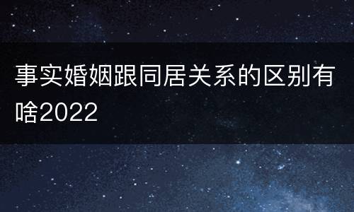 事实婚姻跟同居关系的区别有啥2022