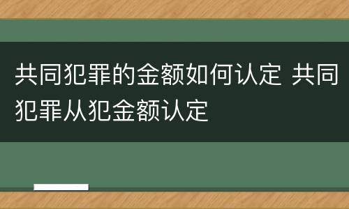共同犯罪的金额如何认定 共同犯罪从犯金额认定