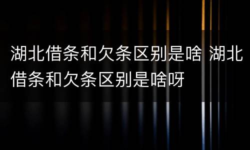 湖北借条和欠条区别是啥 湖北借条和欠条区别是啥呀
