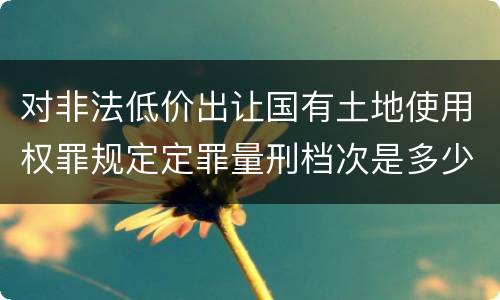 对非法低价出让国有土地使用权罪规定定罪量刑档次是多少