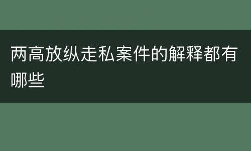 两高放纵走私案件的解释都有哪些