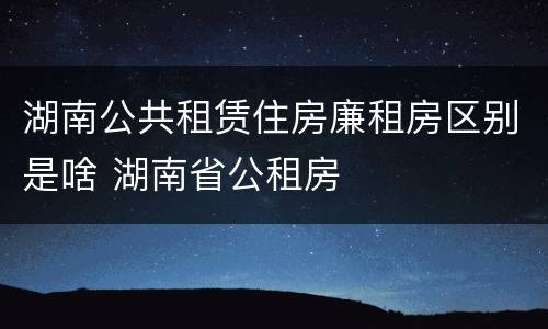 湖南公共租赁住房廉租房区别是啥 湖南省公租房
