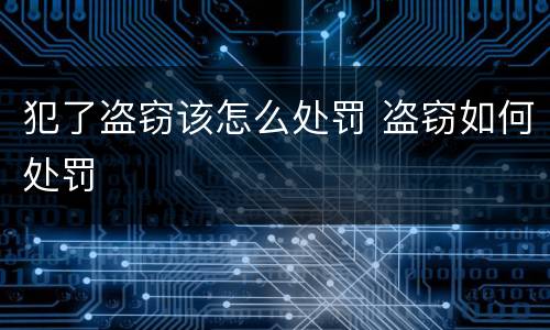 犯了盗窃该怎么处罚 盗窃如何处罚
